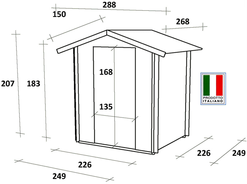 Casetta Box da Giardino per Attrezzi 250x250 cm con Porta Doppia Finestrata in Legno Naturale-5