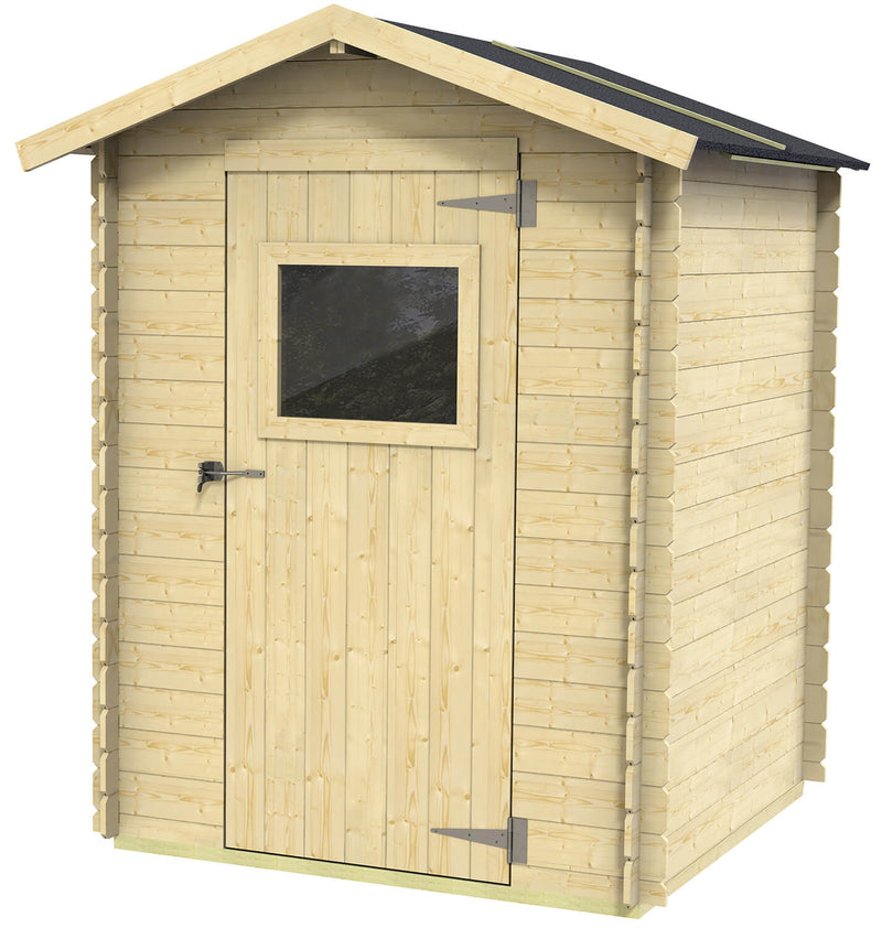 Casetta Box da Giardino per Attrezzi 146x132 cm con Porta Finestrata in Legno Naturale-1