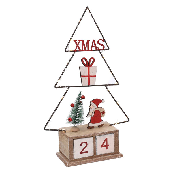 Calendario legno albero rosso con led cm 18x7,5xh31 acquista