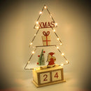 Calendario legno albero rosso con led cm 18x7,5xh31-2