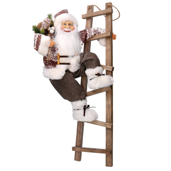 Babbo natale in tessuto bianco su scala cm xh45 online