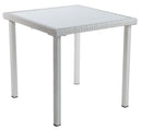 Tavolo da Giardino 80x80xH75 cm in Polirattan Bianco-1