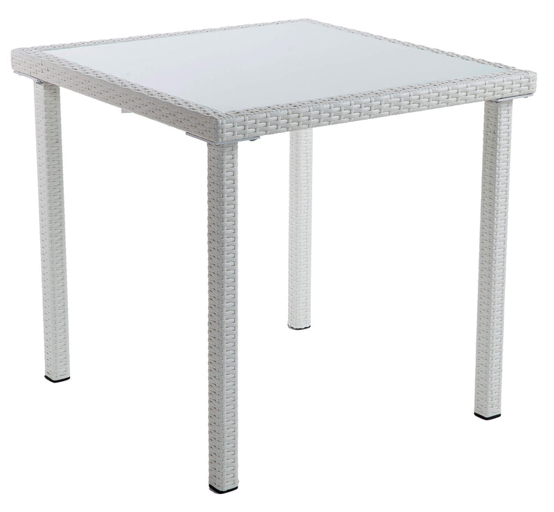 Tavolo da Giardino 80x80xH75 cm in Polirattan Bianco-1