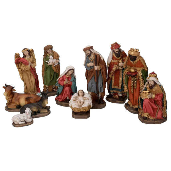 Natività resina set 11pz verde e rosso cm xh20 acquista