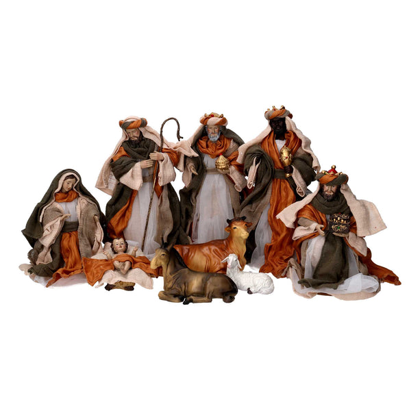 Natività tessuto set 9pz ocra cm xh30,5 online