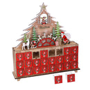 Calendario dell'Avvento in Legno con Led albero rosso cm 31x8xh34,5-3