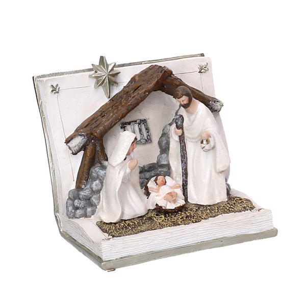 Natività resina libro bianco cm 12x10xh10 sconto