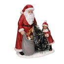 Statua resina babbo natale con bambina rosso con led cm 15x11xh18,5-1