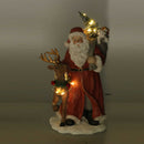 Babbo natale in resina con renna rosso con led cm 11,5x11xh21-2