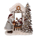 Statua resina babbo natale e bambini grigio con led cm 22x9,5xh22,5-1