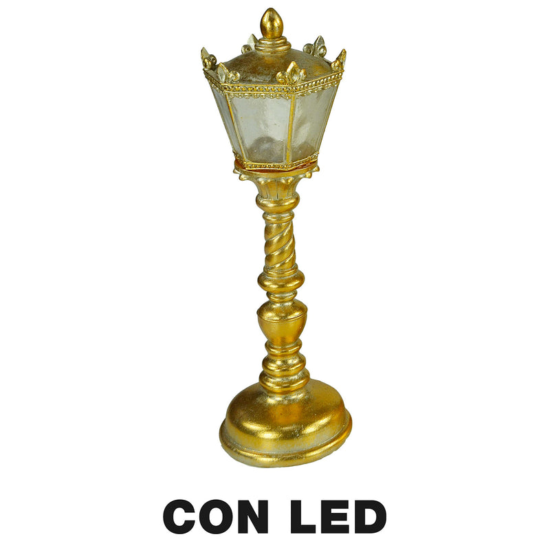 Lampione in Resina con Led oro cm 13x12,5xh41,5-1