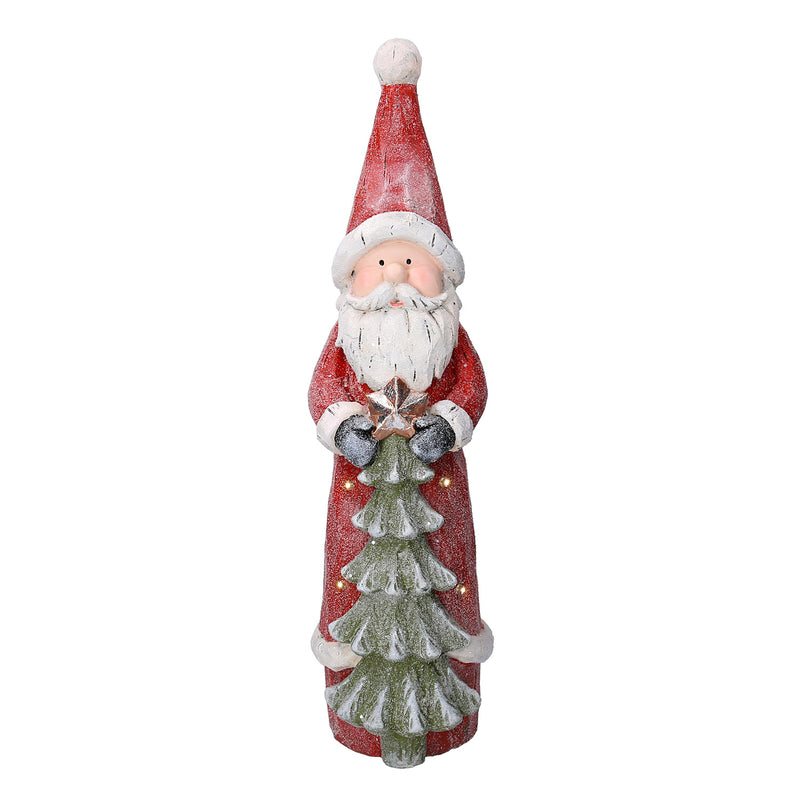 Pupazzo Babbo Natale in Resina con Led con albero rosso cm 18x19xh66-2
