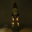 Pupazzo Babbo Natale in Resina con Led con albero rosso cm 18x19xh66-3