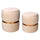 Set 2 Pouf Contenitore Ø35 cm e Ø39 cm in Tessuto Velluto Crema