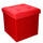 Pouf Contenitore Pieghevole 38x38xh38 cm in Velluto Rosso