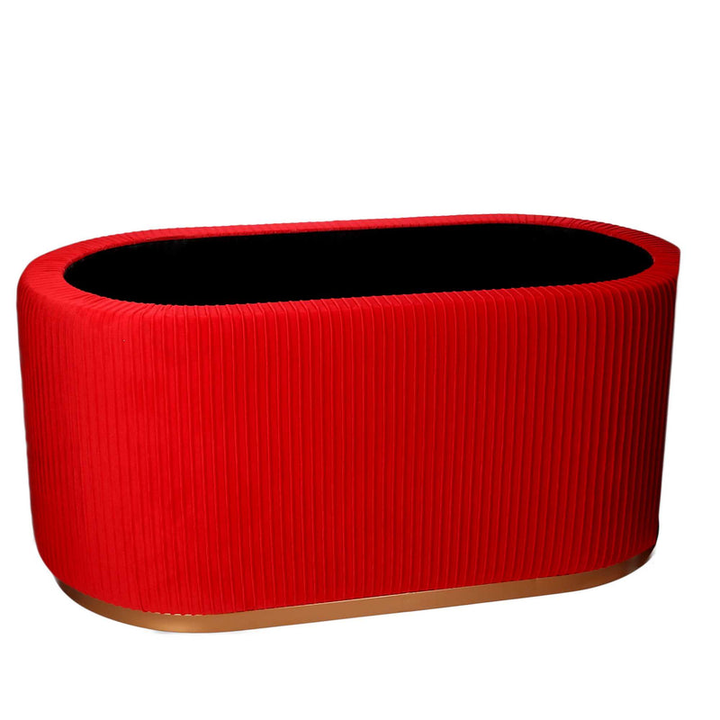 Pouf Contenitore 82x42xh41 cm in Tessuto Velluto Rosso-3