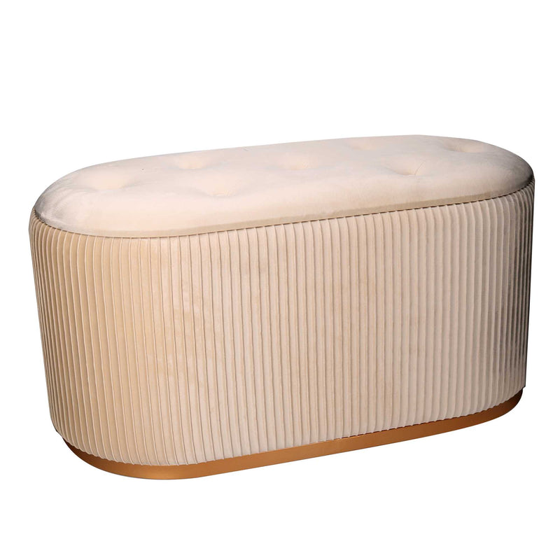 Pouf Contenitore 82x42xh41 cm in Tessuto Velluto Crema-1