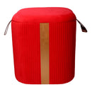 Set  3 Pouf Contenitore in Tessuto Velluto Rosso-4