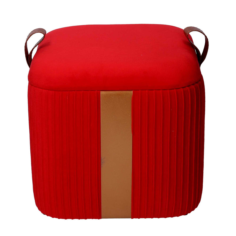 Set  3 Pouf Contenitore in Tessuto Velluto Rosso-3