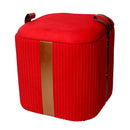 Set  3 Pouf Contenitore in Tessuto Velluto Rosso-2