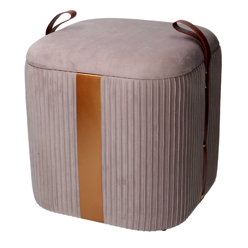 Set  3 Pouf Contenitore in Tessuto Velluto Grigio-2