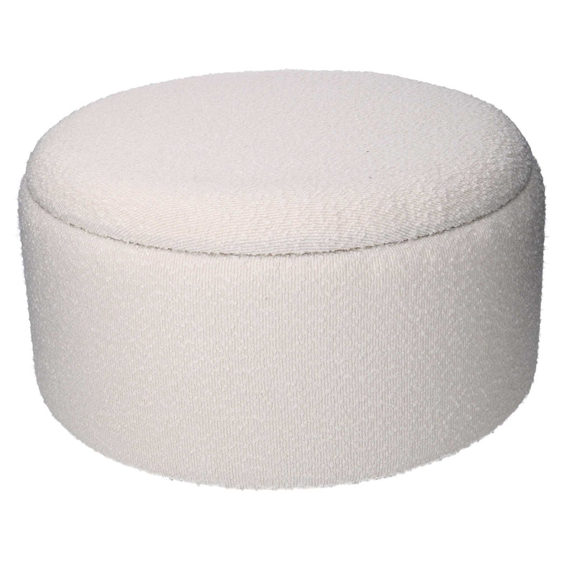 Set 2 Pouf Contenitore Ø50 cm e Ø60 cm in Tessuto Crema-2