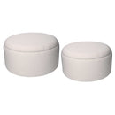 Set 2 Pouf Contenitore Ø50 cm e Ø60 cm in Tessuto Crema-1