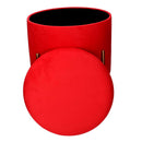 Pouf Contenitore Ø40xh51 cm in Tessuto Rosso-4