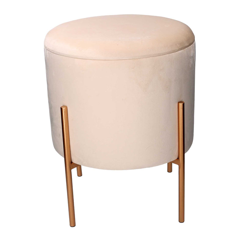 Pouf Contenitore Ø40xh51 cm in Tessuto Crema-2