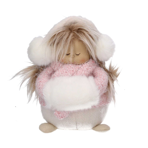 sconto Pupazzo bambina tessuto rosa e bianco cm 12x12xh22