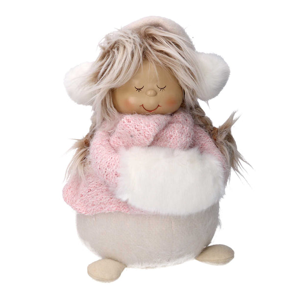 prezzo Pupazzo bambina tessuto rosa e bianco cm 16x16xh31