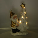 Babbo natale in resina con albero e led bianco e oro cm 29x17,5xh45-4