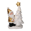 Babbo natale in resina con albero e led bianco e oro cm 29x17,5xh45-1