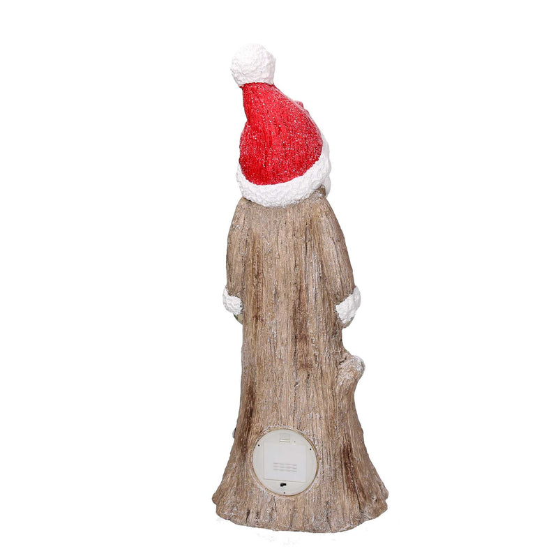 Babbo natale in resina tronco innevato con led marrone cm 23,5x16,5xh58-5