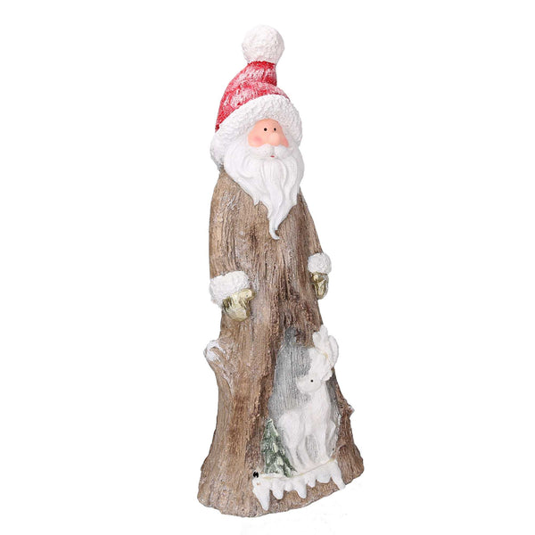 Babbo natale in resina tronco innevato con led marrone cm 23,5x16,5xh58 prezzo