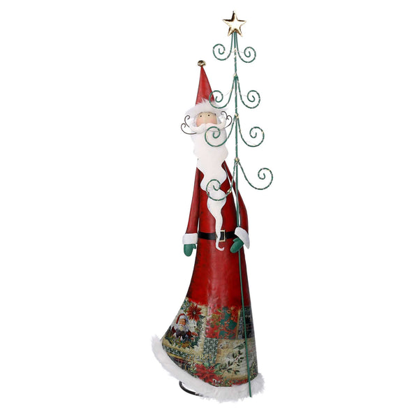 Babbo natale in metallo con albero rosso con led cm 29,2x14xh84,5 prezzo