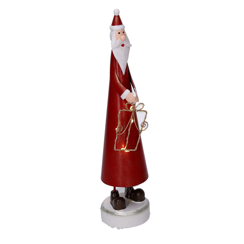 Babbo natale in metallo rosso con led cm 7,5x7,5xh31,5-2