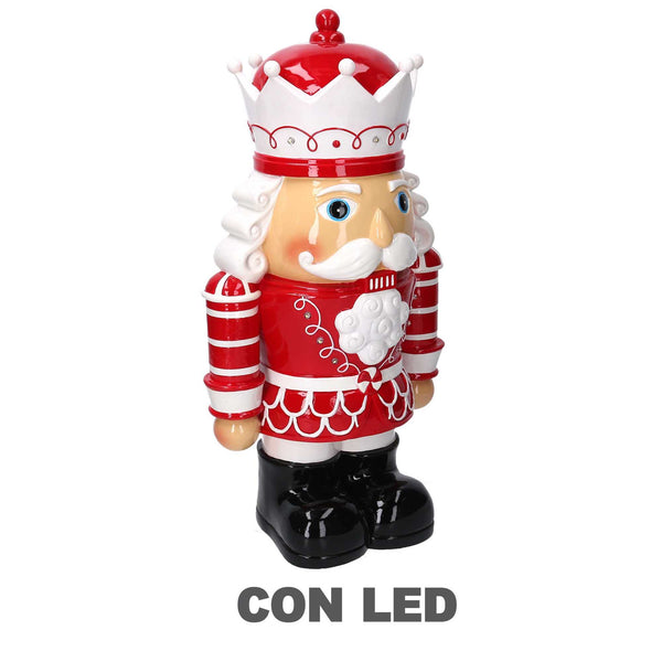 Soldatino Schiaccianoci in resina bianco e rosso con led cm 26x18xh48 online