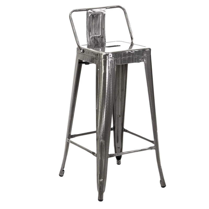 Sgabello con Schienale New Bristol 42x42xh77/94 cm in Ferro  Galvanizzato con seduta in Legno-1