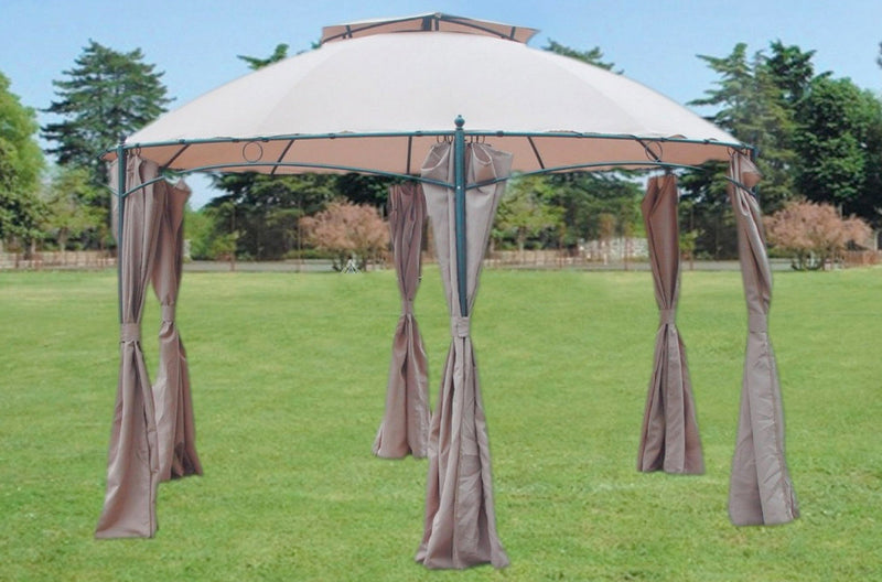 Gazebo da Giardino Ø 350 cm in Acciaio Bauer Beige-1