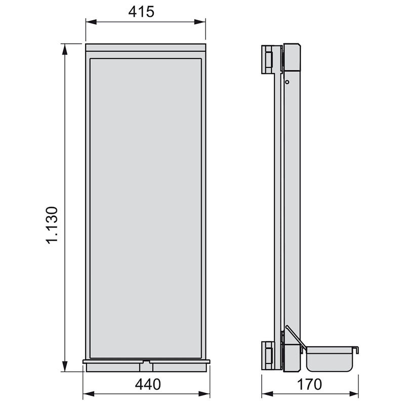 Specchio Estraibile per Armadio 113x41,5 cm Chiusura Soft Emuca Moka-4