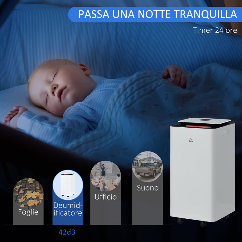 Deumidificatore d'Aria 12 Litri 210W 5 Modalità e 2 Velocità Bianco e Nero-7