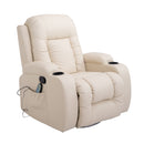 Poltrona Relax Reclinabile Massaggiante e Riscaldante in Similpelle  Beige-1