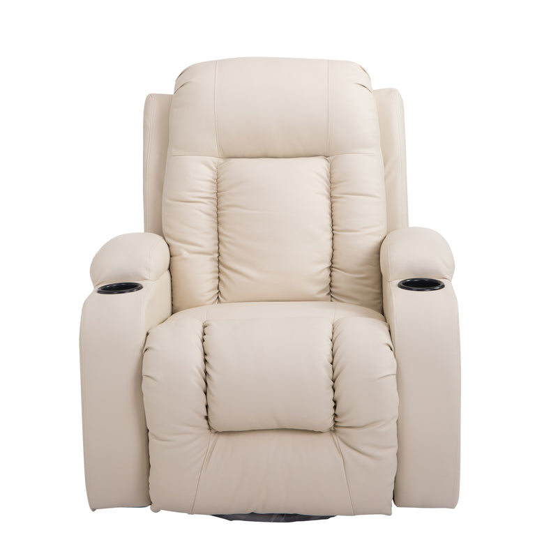 Poltrona Relax Reclinabile Massaggiante e Riscaldante in Similpelle  Beige-6