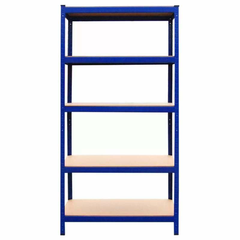 Set 9 Scaffali ad Incastro Piani in MDF Struttura in Acciaio Blu-2