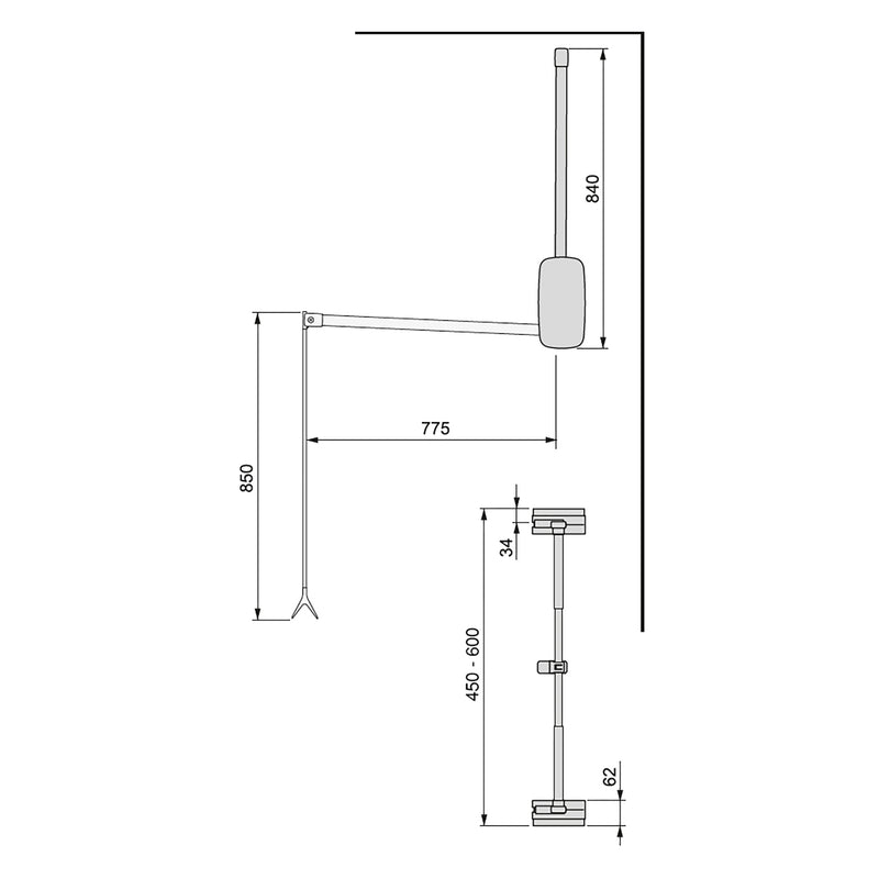 Appendiabiti per Armadio 45-60 cm Max 12Kg in Acciaio Emuca Cromato-4