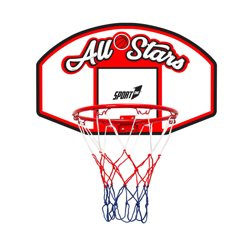 Canestro da Basket 90x60 cm in Metallo Regolamentare All Stars Bianco Rosso-1