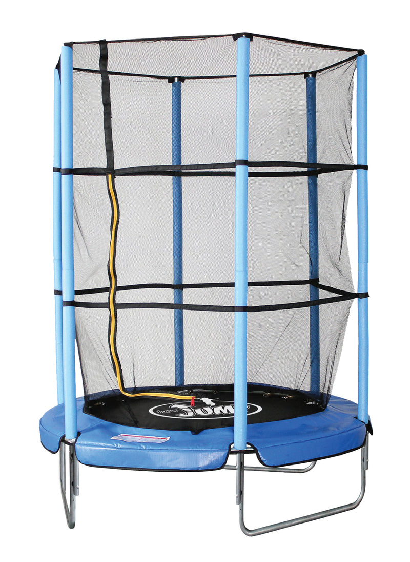 Trampolino Tappeto Elastico Ø140x185 cm in Acciaio con Rete di Protezione Blu -1