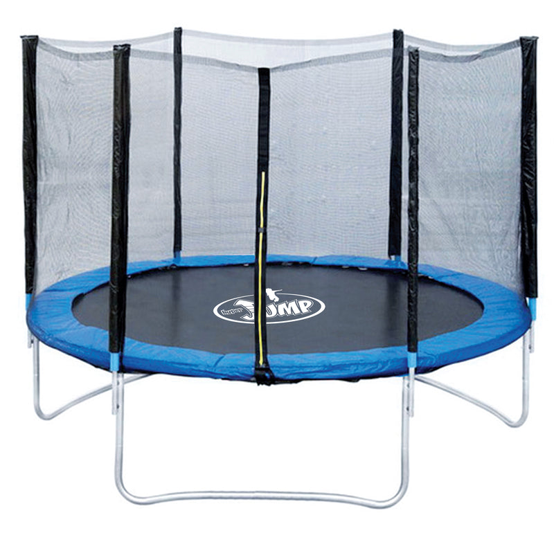 Trampolino Tappeto Elastico Ø244x200 cm in Acciaio con Rete di Protezione Nero e Blu -1