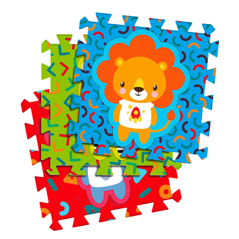 Tappeto Puzzle 9pz per Bambini Componibile Animali Multicolore-3